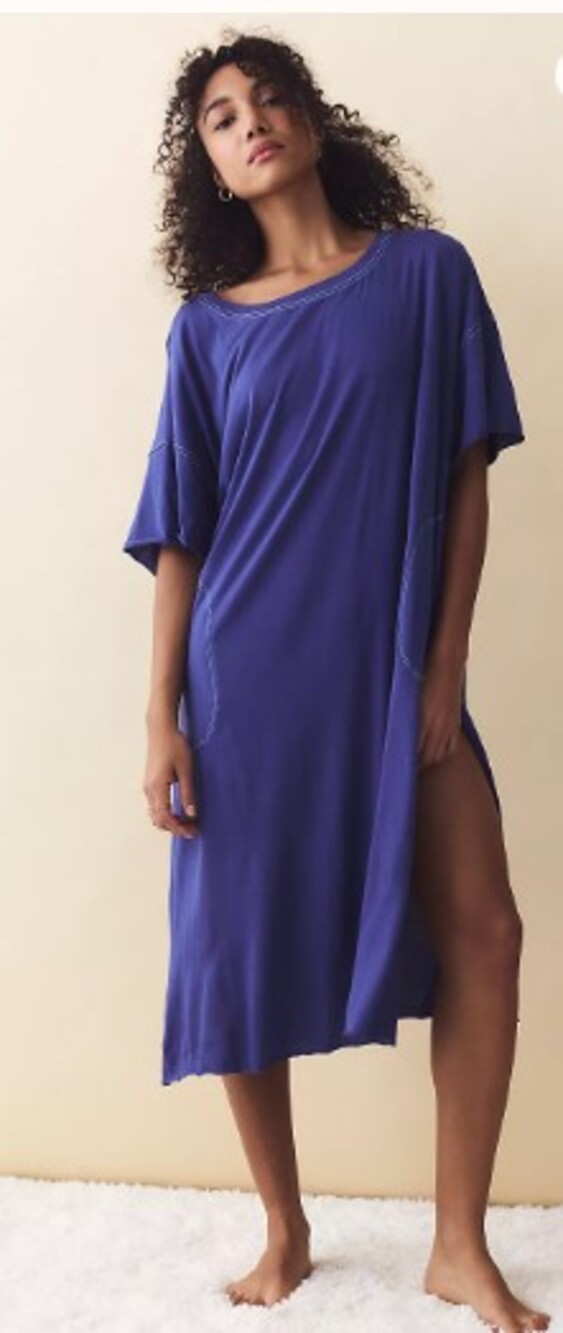 Free People Intimately "Night Mode" Maxi Tee, XS, Denim Wash color, NWT